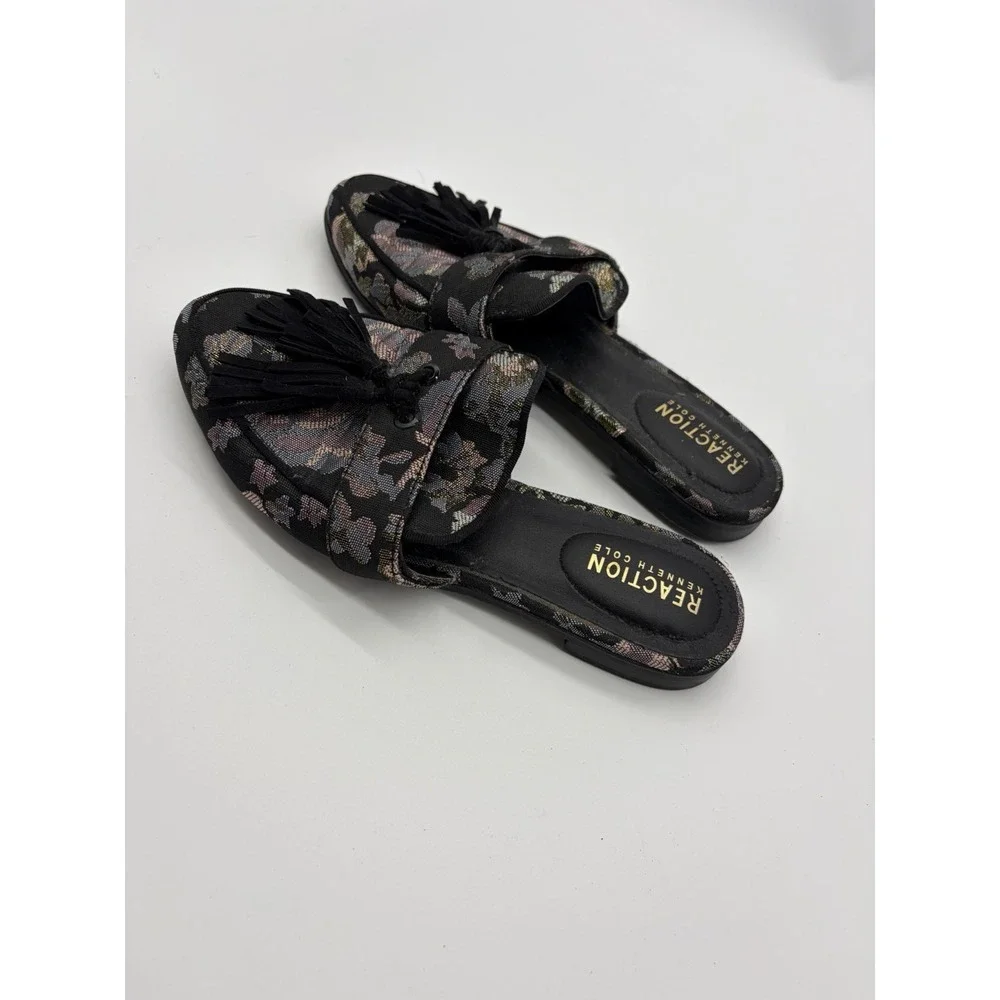 Reaction Kenneth Cole Black Paris Patchwork Mule Loafers Womens Size‎ 6.5